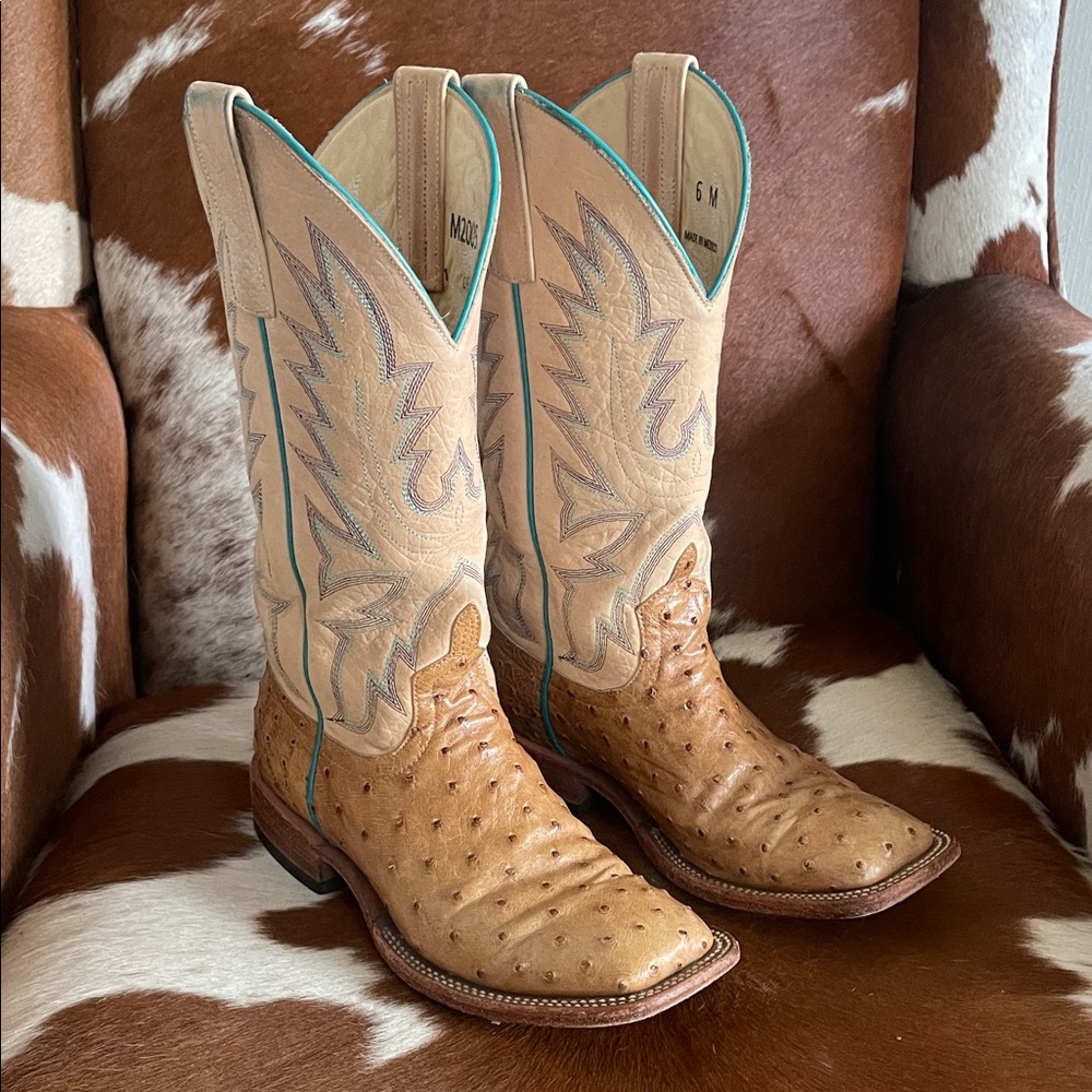 Macie Bean Top Hand Collection Women’s Ostrich Cream Cowboy Boots